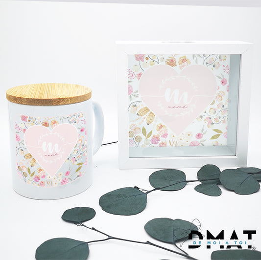 Set de regalo Día de la Madre: hucha de madera y taza personalizada