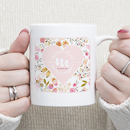 Taza personalizada con diseño floral rosa para mamá
