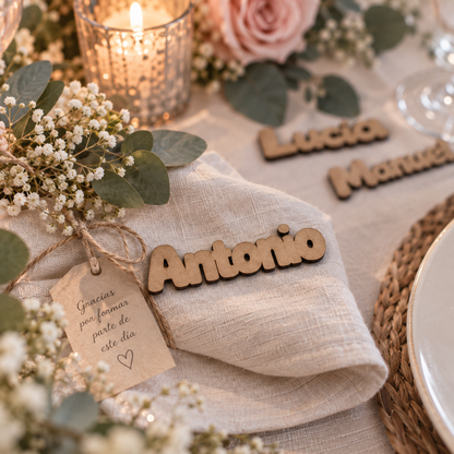 Marcasitio de Madera Personalizado con Nombre tallado e imán
