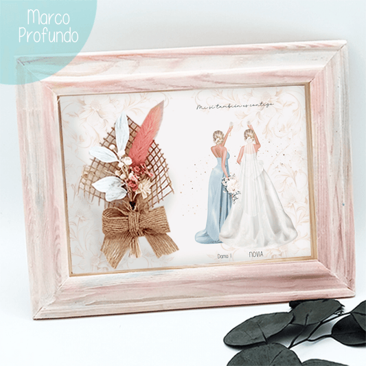 Cuadro con flores preservadas y cristal para ilustraciones de damas de honor