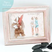  Marco personalizado para ilustraciones de boda en madera natural