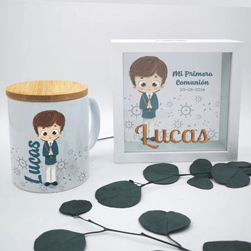 Kit regalo celebración Hucha y Taza
