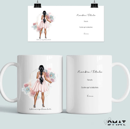 Taza personalizada para madre, tía o madrina con niños con ilustración personalizada
