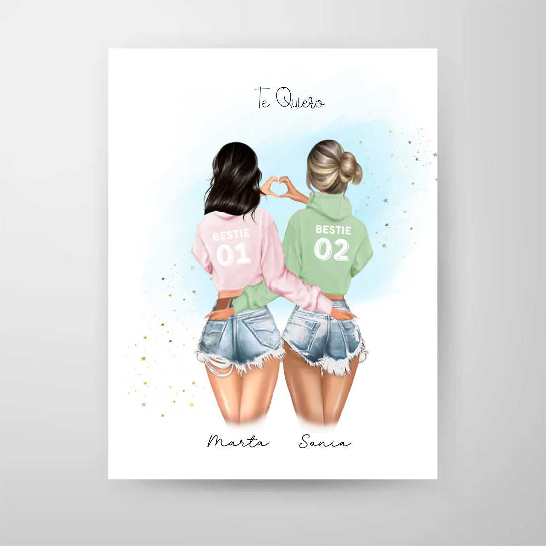 lámina mejores amigas personalizada – corazón con las manos – De moi à toi  