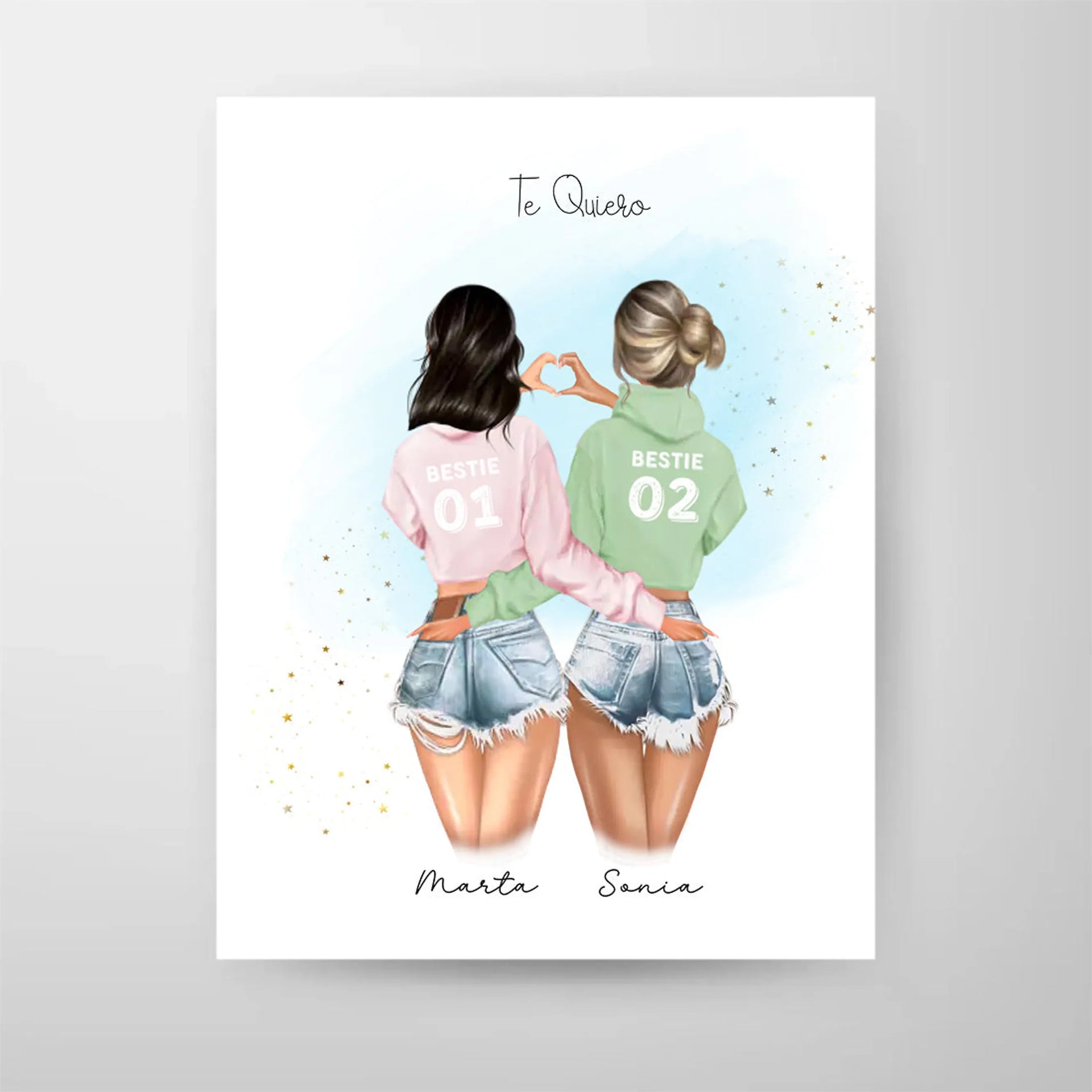 lámina mejores amigas personalizada – corazón con las manos – De moi à toi  