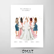 ilustración novia y damas de honor personalizada – De moi à toi 