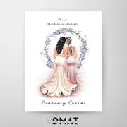 ilustración novia y dama de honor – lámina personalizada – De moi à toi
