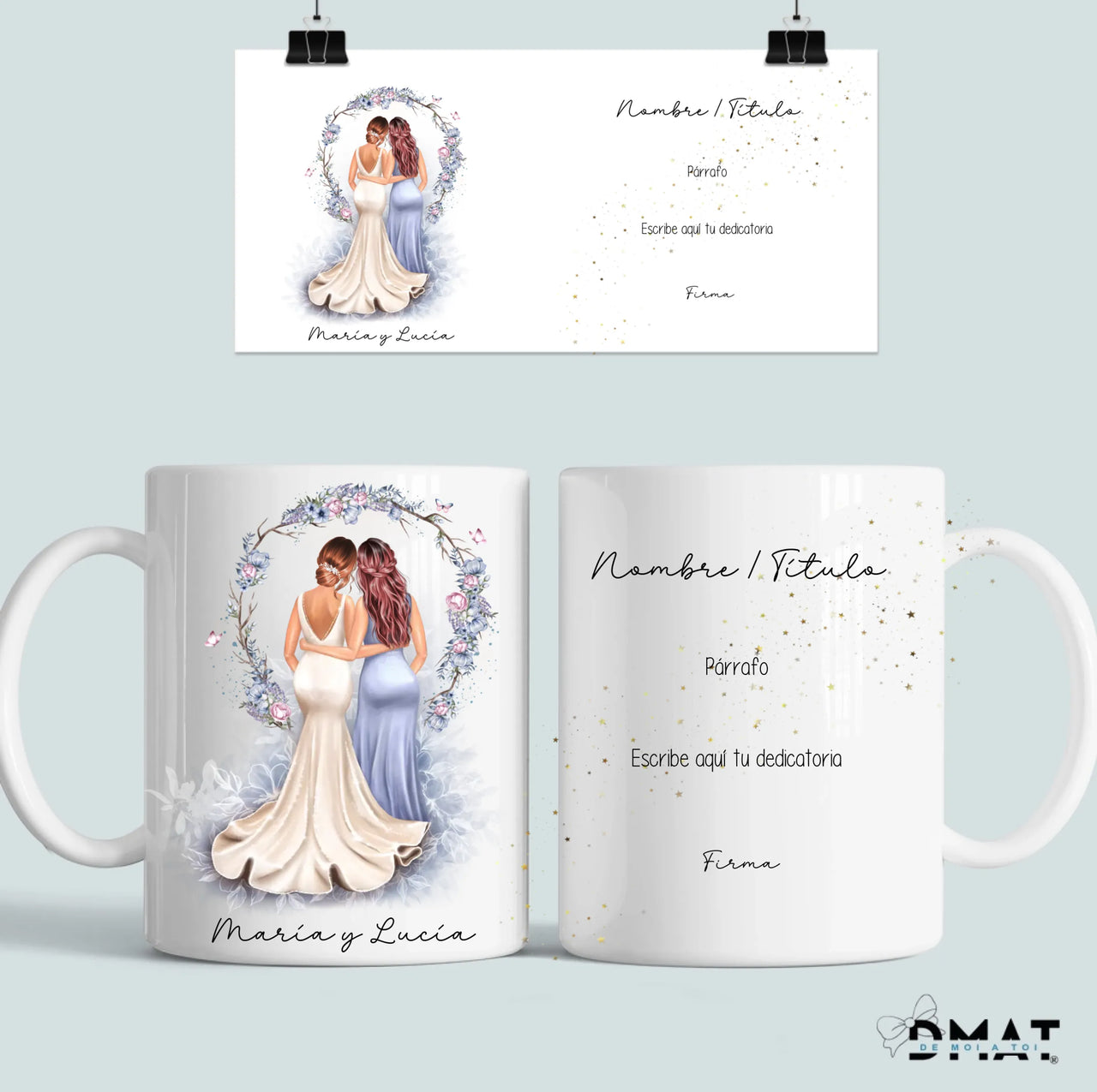 taza personalizada dama de honor individual con vestido largo
