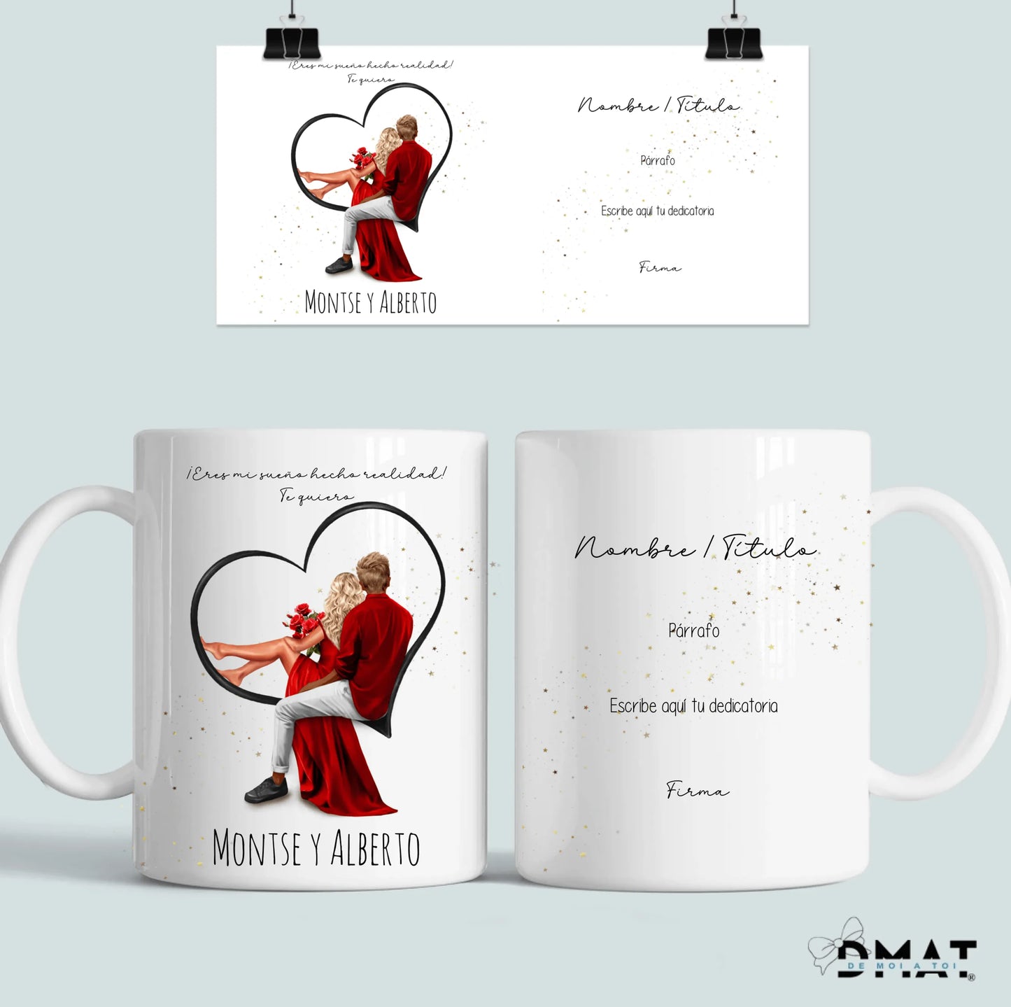 taza personalizada romántica de pareja con dedicatoria