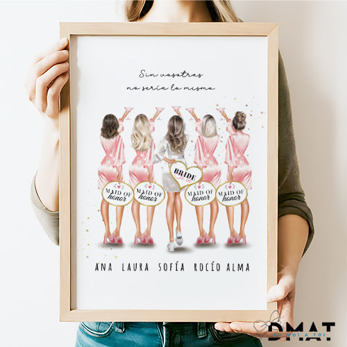 Regalos personalizados para damas de honor con ilustración de boda - De moi a toi