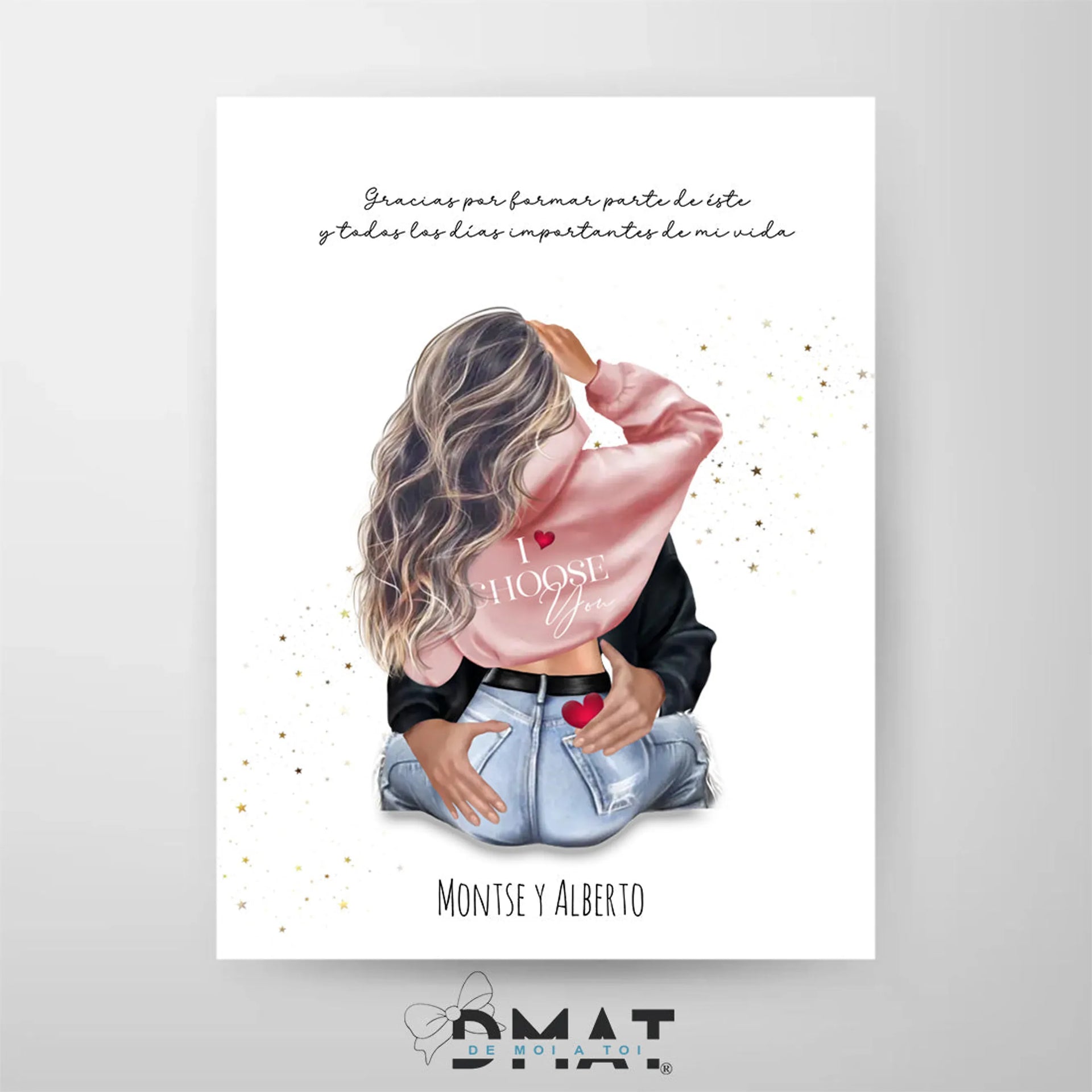 lámina pareja abrazada personalizada – regalo original – De moi à toi  