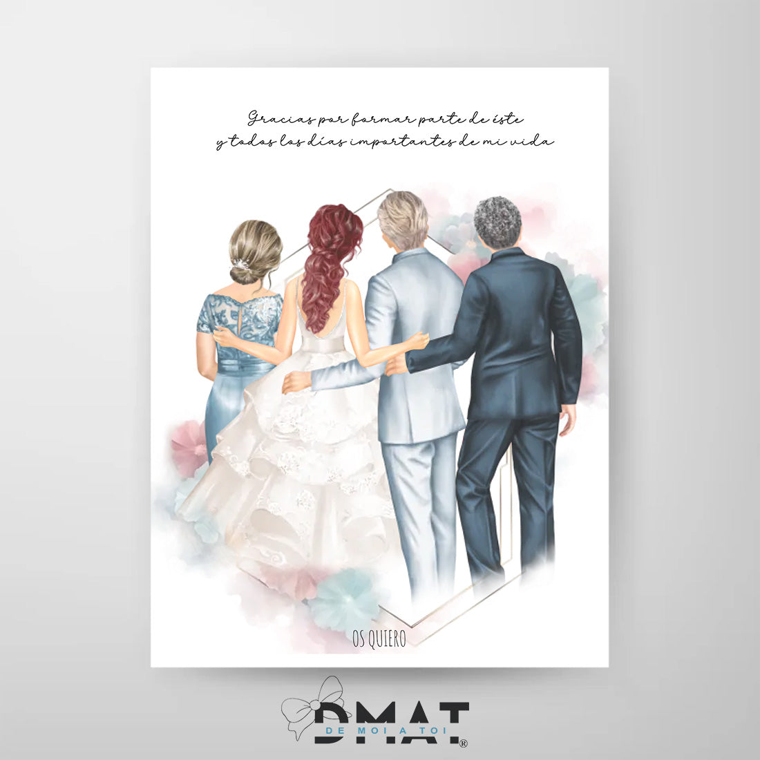  ilustración boda con padres – recuerdo emotivo y elegante 