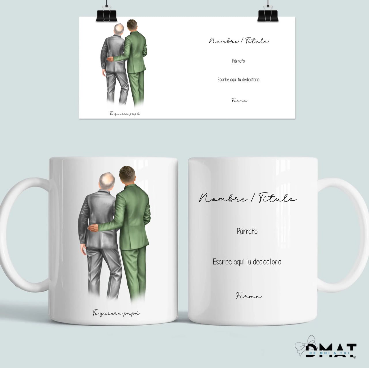 Taza personalizada novio y padre con dedicatoria de boda