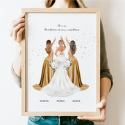 Regalos originales y económicos para boda con ilustración personalizada de damas de honor y amigas de la novia - De moi à toi