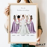 Regalos originales para novia y damas de honoro con ilustración personalizada barata en línea - Vestido lila - De moi à toi