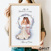 Regalo personalizado para damas de honor de boda con ilustración personalizada - De moi a toi