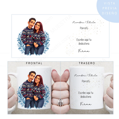 Caricatura navideña personalizada estilo nórdico | Cuadro, taza, bola de Navidad y más