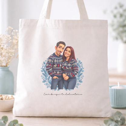 Caricatura navideña personalizada estilo nórdico | Cuadro, taza, bola de Navidad y más