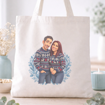 Caricatura navideña personalizada estilo nórdico | Cuadro, taza, bola de Navidad y más