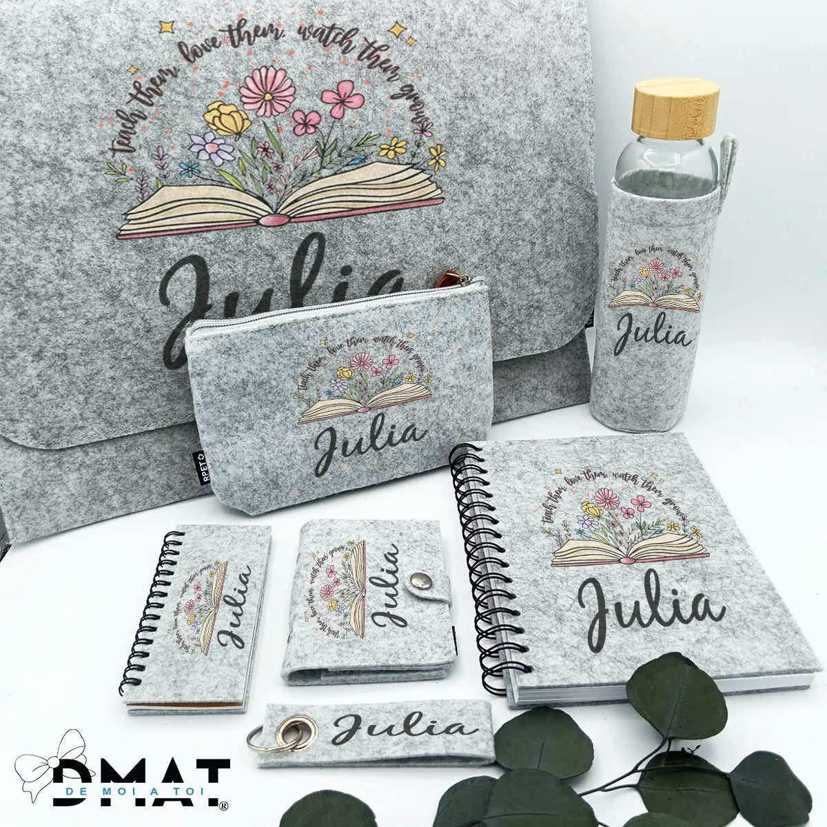 Set de regalo Fieltro personalizado para profesora -Flores silvestres