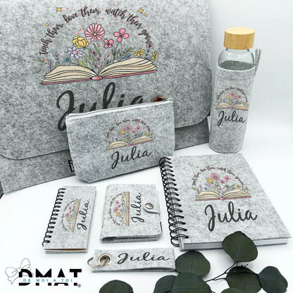 Set de regalo Fieltro personalizado para profesora -Flores silvestres