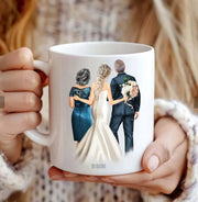 TAZA CON Ilustración personalizada de novia y madre de la novia, ideal para imprimir en regalos originales