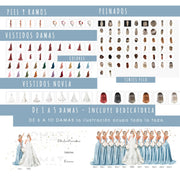 ILUSTRACIÓN PERSONALIZADA CON CLIPARTS PARA DAMAS DE HONOR IMPRESA EN TAZA DE REGALO