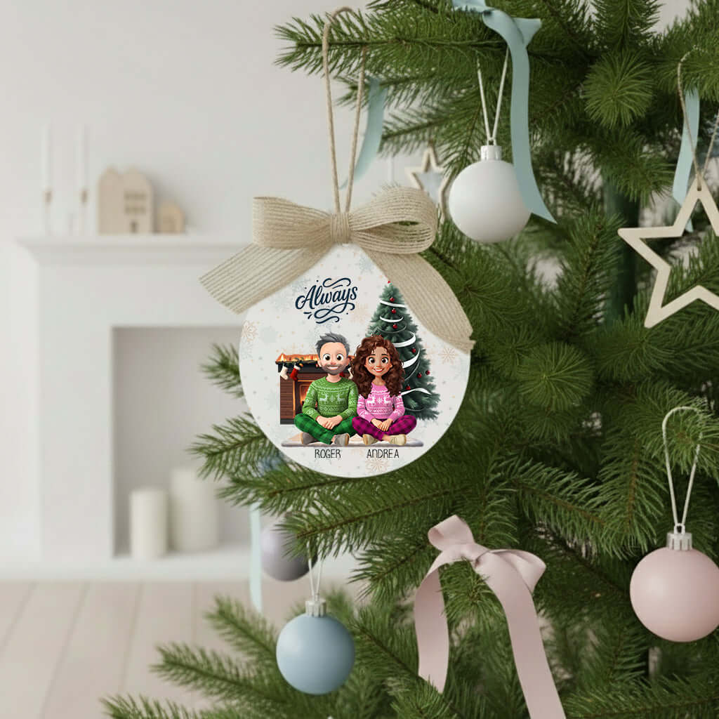 Bola de Navidad personalizada de madera – PAREJA