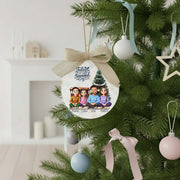 Bola de navidad con ilustración familiar - de madera impresa