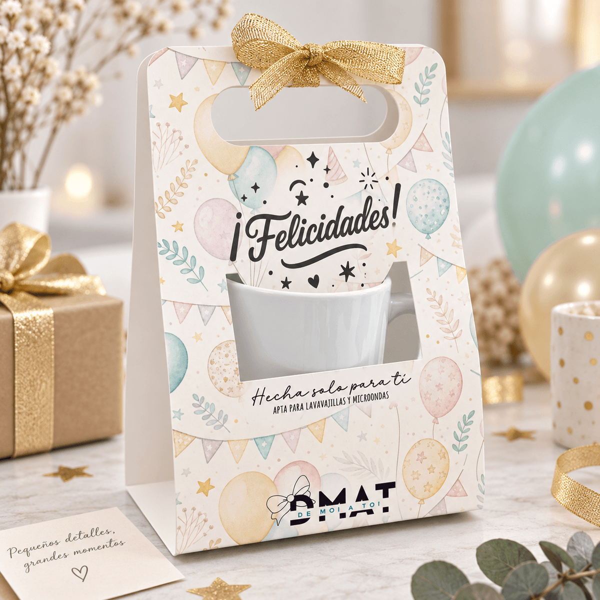 Packaging taza personalizada cumpleaños · presentación regalo original para el homenajeado · De Moi à Toi