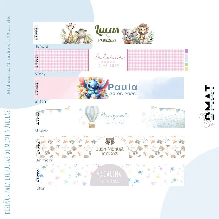 Candy bar personalizado - etiquetas para mini nutellas