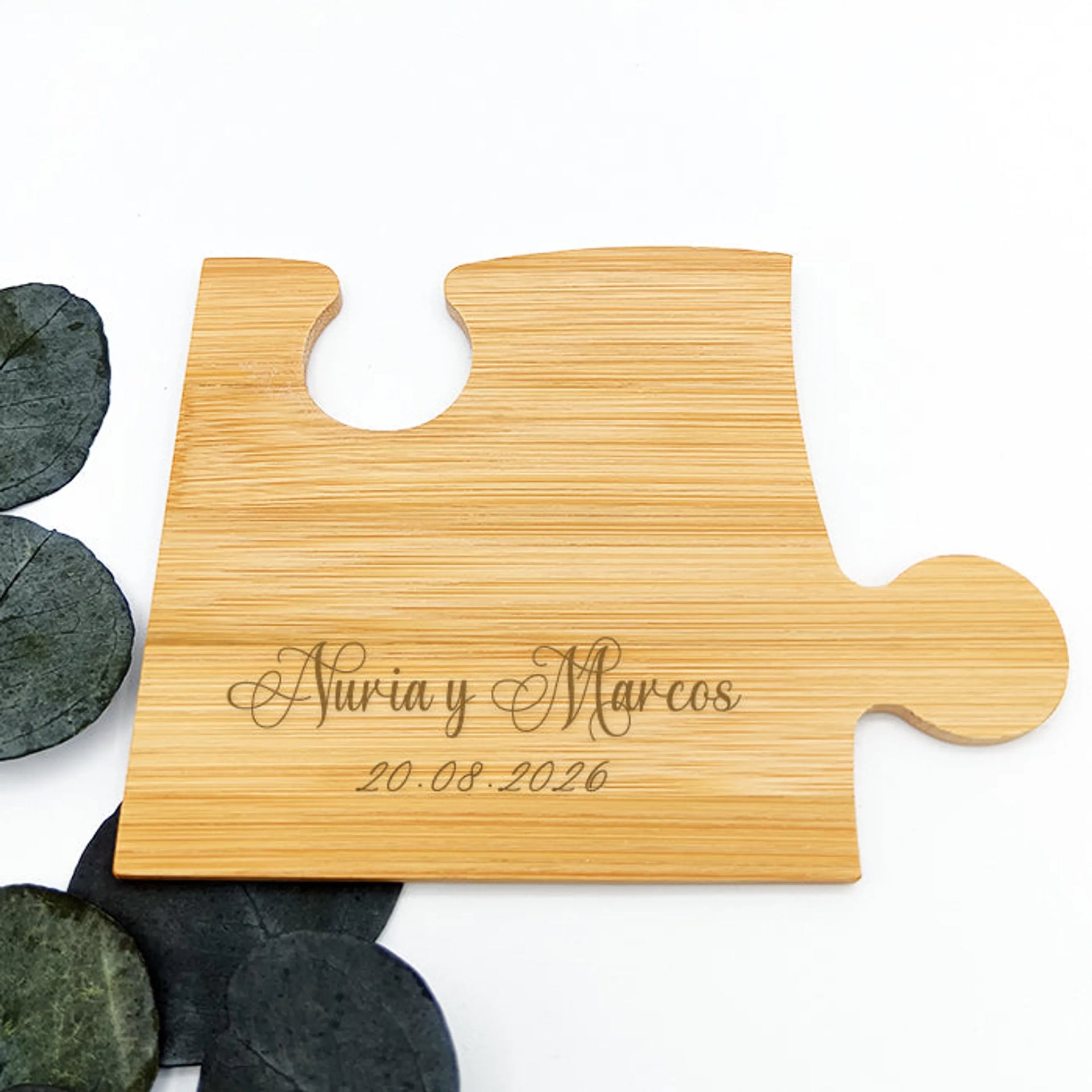 Regalo sostenible para boda o comunión – posavasos de bambú grabados