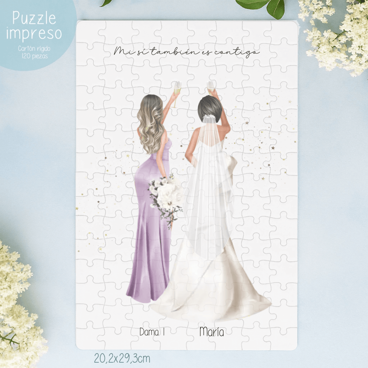 puzzle personalizado con ilustraciones damas de honor editor en vivo

