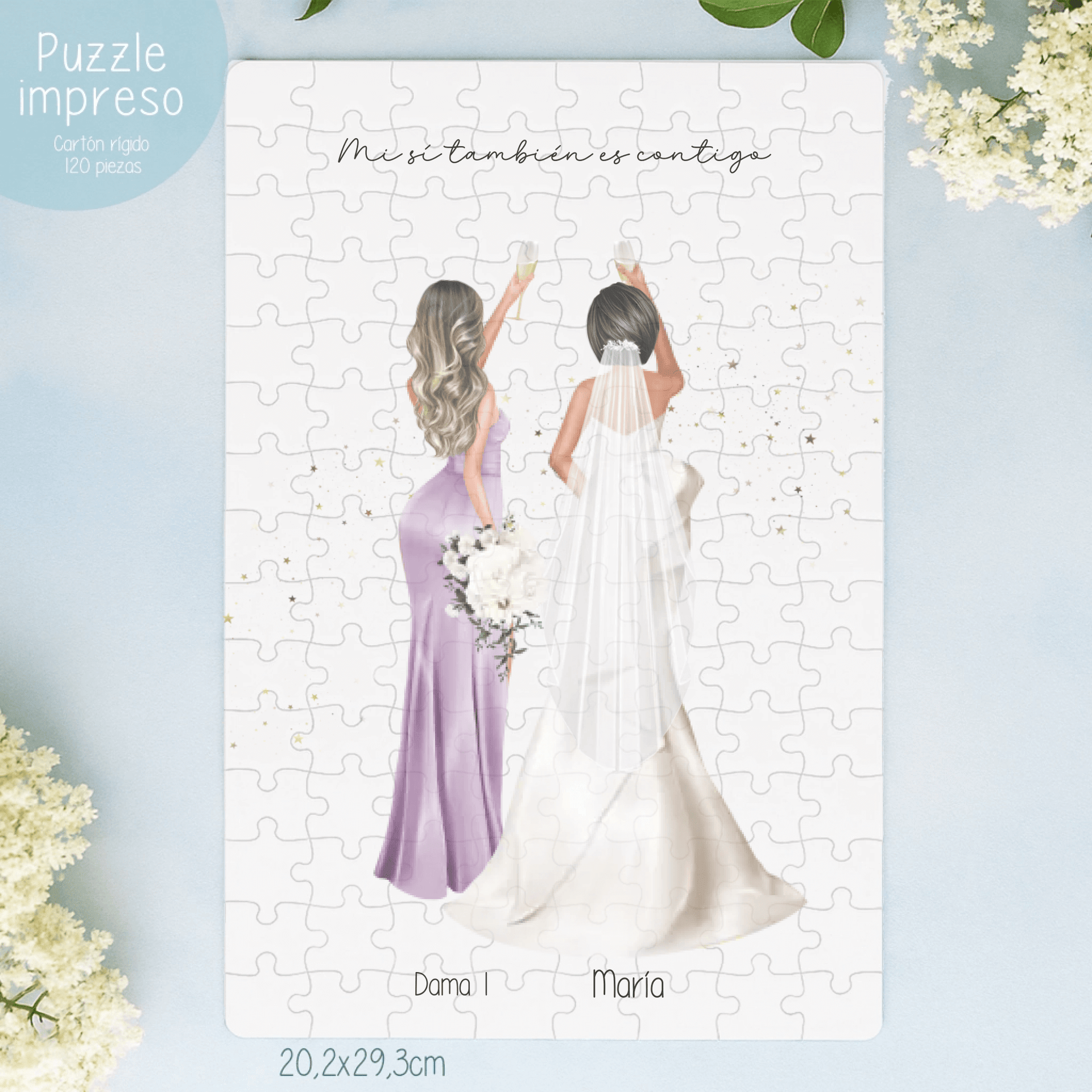 puzzle personalizado con ilustraciones damas de honor editor en vivo
