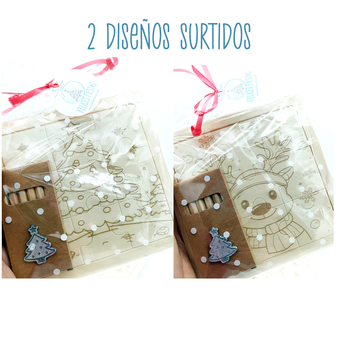 puzzle infantil navidad madera para colorear árbol de navidad
