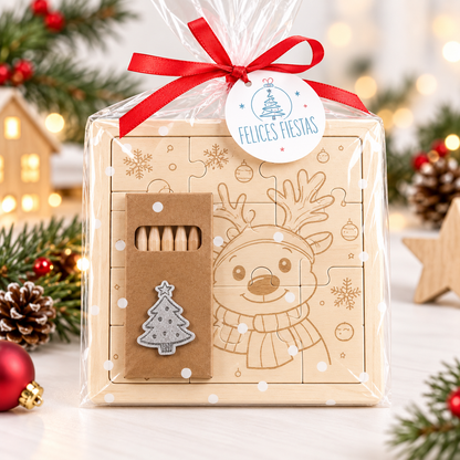 Puzzle de madera de Navidad para colorear con kit creativo