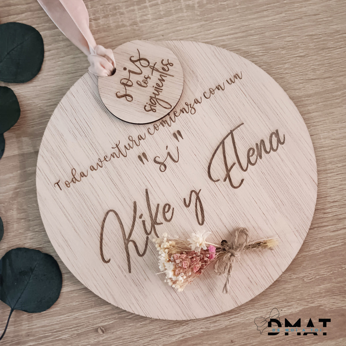 Placa de madera personalizada para regalar a los siguientes en casarse - De moi a toi