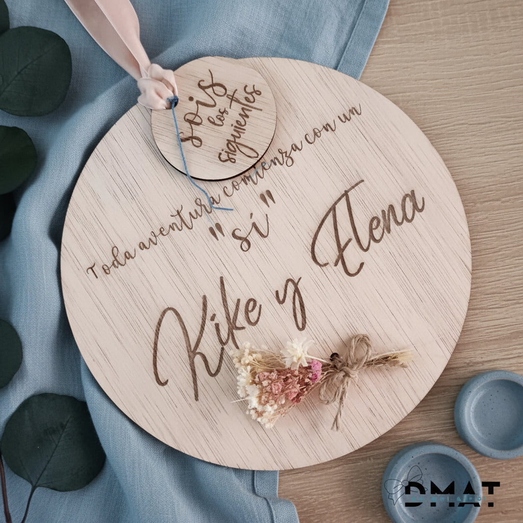 Placa de madera personalizada para regalar a los siguientes en casarse - De moi a toi