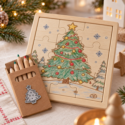Puzzle de madera de Navidad para colorear con kit creativo