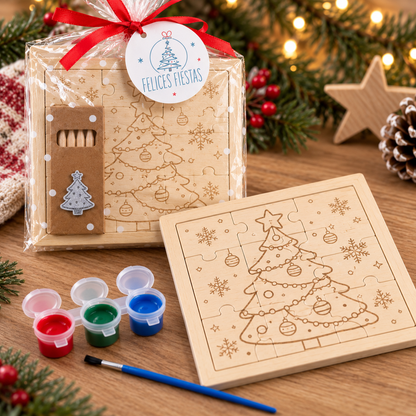Puzzle de madera de Navidad para colorear con kit creativo