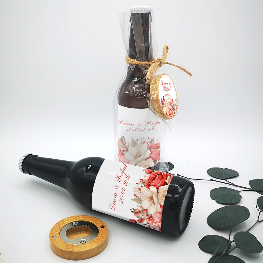 Cerveza artesana personalizada boda - Rosas Rojas