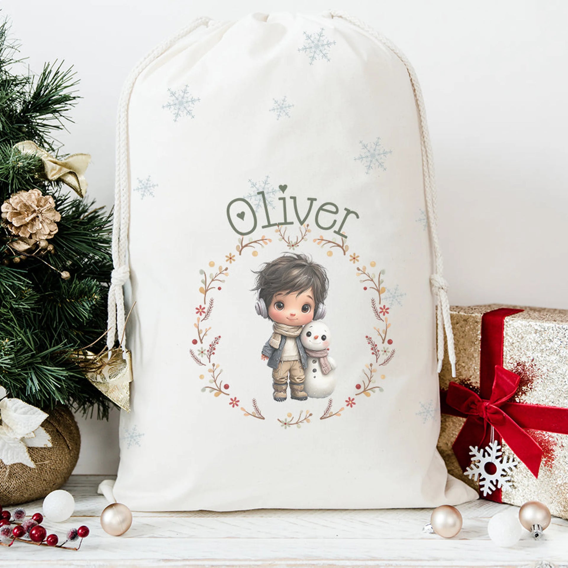 Saco de regalos de navidad personalizado dibujo y nombre niños - De moi à toi