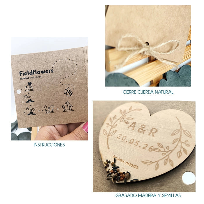 Detalle ecológico y original para bautizo: corazón con semillas listas para plantar
