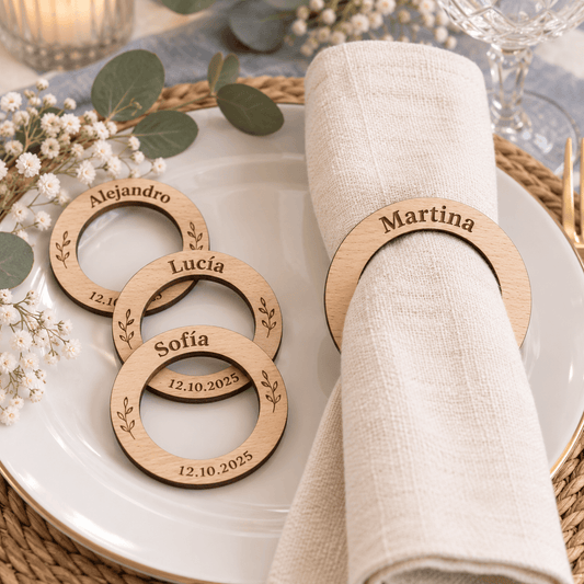 Servilletero de Madera Personalizado para Invitados de Boda