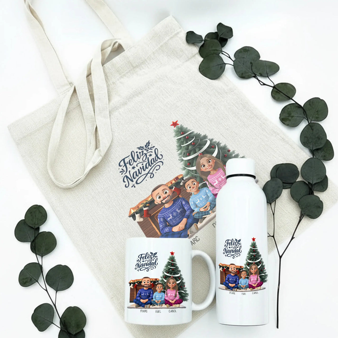 Set de regalo familiar personalizado – Ilustración editable online