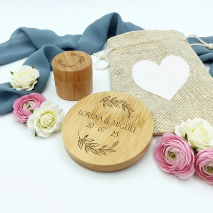 Set de bambú personalizado para invitadas de boda