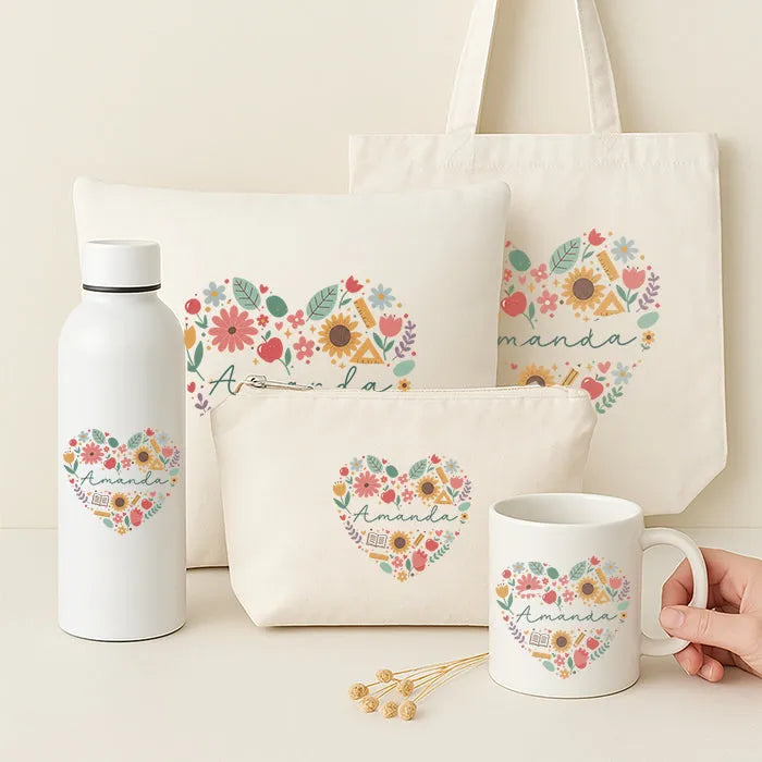 Set de regalo personalizado para profesora con nombre 