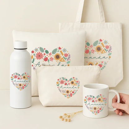 Set de regalo personalizado para profesora con nombre 