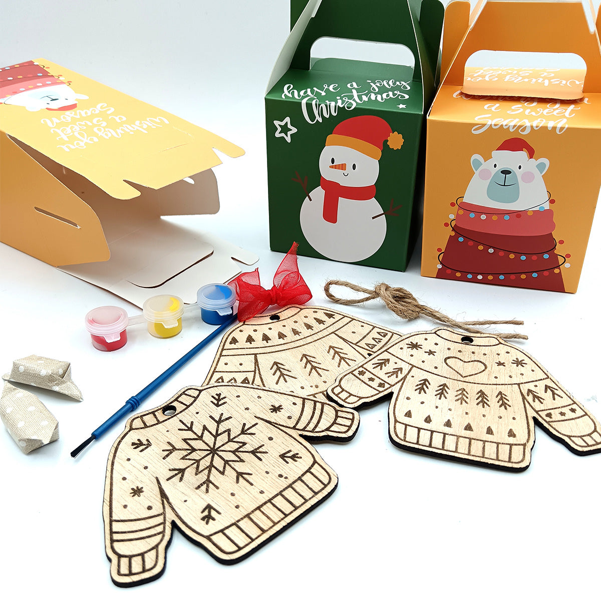 cajita sorpresa artística navidad para niños adorno madera para pintar
