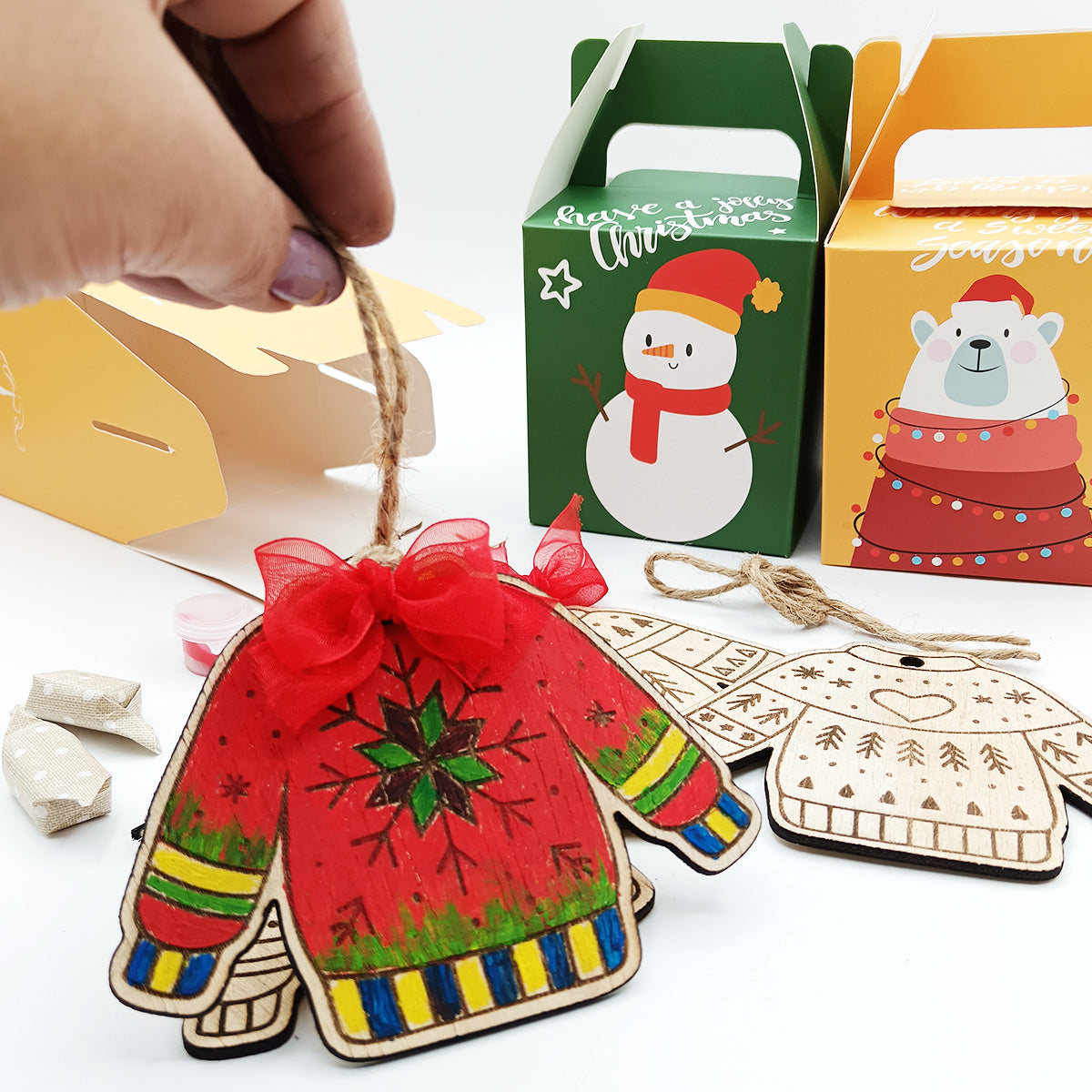 pintar adorno madera navidad kit creativo niños
